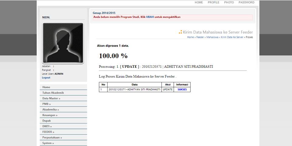 Proses Sinkron SIA Kampus dengan Server FEEDER PDDIKTI Sistem Informasi Akademik Kampus Support Feeder PDDIKTI Sistem Informasi Akademik Kampus / Universitas Berbasis Website